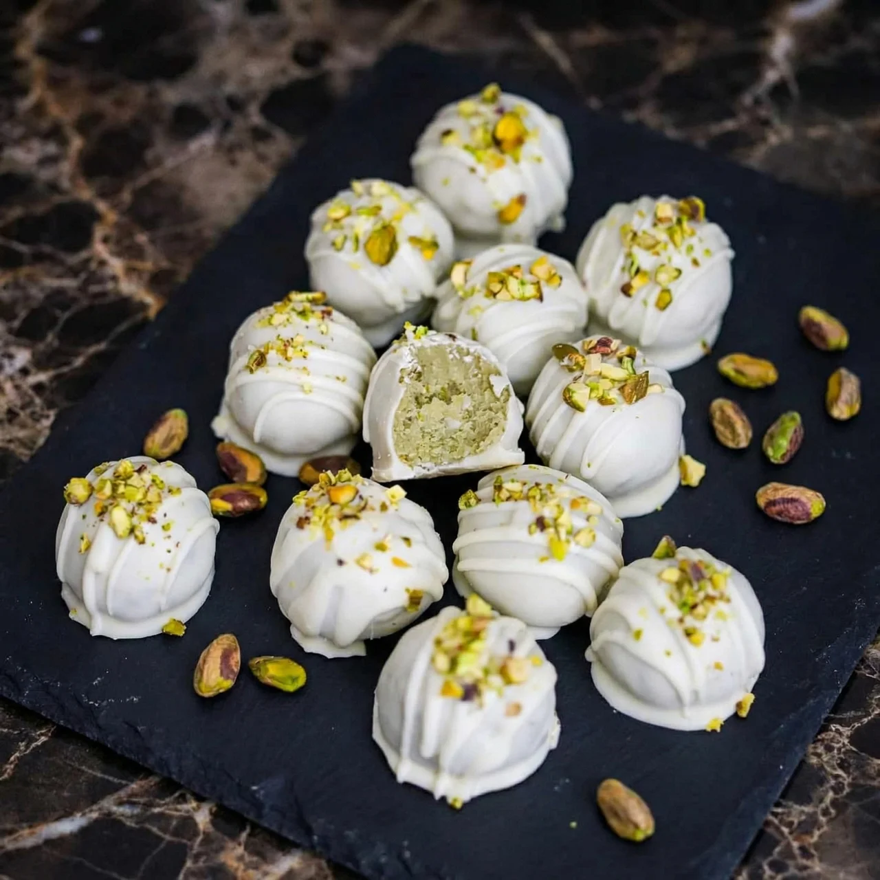 Pistachio and White Chocolate Truffles